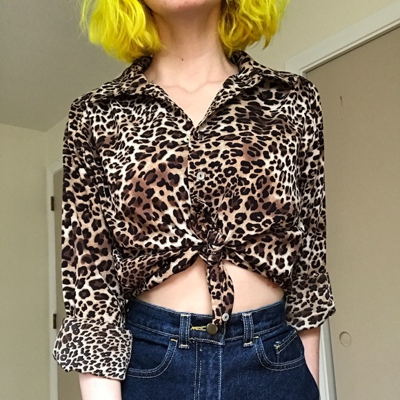 Leopard Print Button Down Top - Picture 1 of 3
